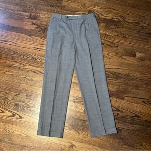 Brooks Brothers 346 Dress Pants Men’s W33 L33 Gray Stretch Wool Pleated Cuffed